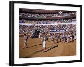 Antonio Ordonez and Luis Miguel Dominguin Greet Crowd Before a Mano Bullfight at Malaga Bullring-James Burke-Framed Premium Photographic Print