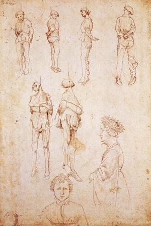 Hanged Men and Two Portraits, Study for Saint George and the Princess, C.1430
