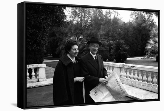 Antonio Segni and His Wife at the Quirinale Gardens-Sergio del Grande-Framed Stretched Canvas