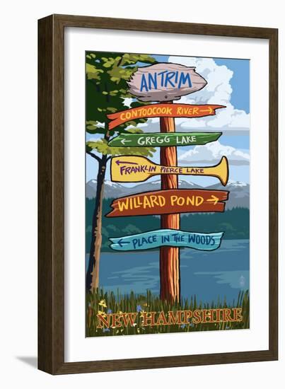 Antrim, New Hampshire - Destination Sign-Lantern Press-Framed Art Print