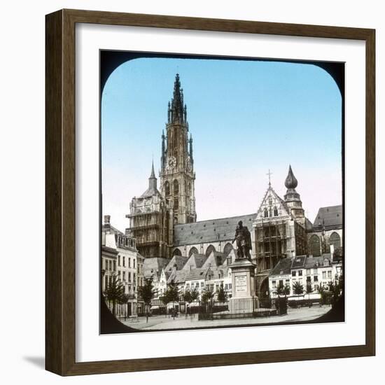 Antwerp (Belgium), Groenplaats and the Cathedral-Leon, Levy et Fils-Framed Photographic Print