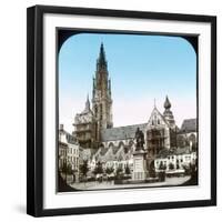 Antwerp (Belgium), Groenplaats and the Cathedral-Leon, Levy et Fils-Framed Photographic Print