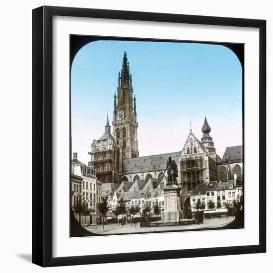 Antwerp (Belgium), Groenplaats and the Cathedral-Leon, Levy et Fils-Framed Photographic Print