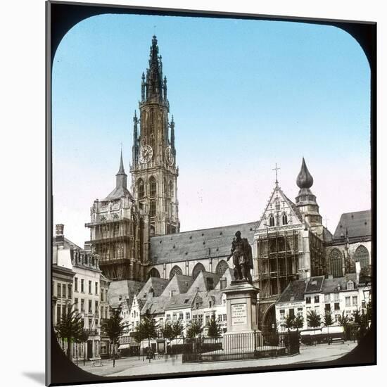 Antwerp (Belgium), Groenplaats and the Cathedral-Leon, Levy et Fils-Mounted Photographic Print