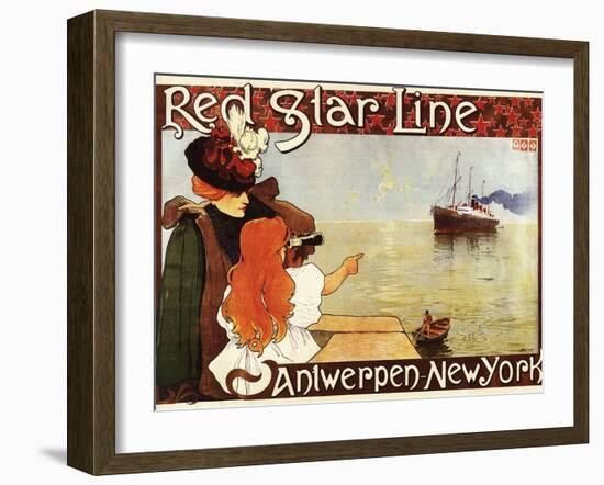 Antwerp, Belgium - Red Star Line Cruises to New York Promo Poster - Antwerp, Belgium-Lantern Press-Framed Art Print