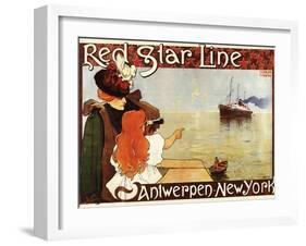 Antwerp, Belgium - Red Star Line Cruises to New York Promo Poster - Antwerp, Belgium-Lantern Press-Framed Art Print