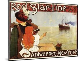 Antwerp, Belgium - Red Star Line Cruises to New York Promo Poster - Antwerp, Belgium-Lantern Press-Mounted Art Print