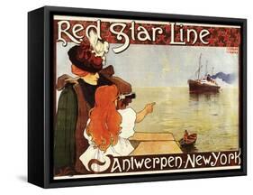 Antwerp, Belgium - Red Star Line Cruises to New York Promo Poster - Antwerp, Belgium-Lantern Press-Framed Stretched Canvas