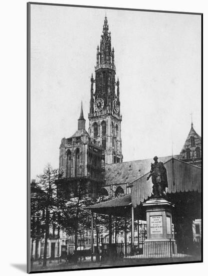 Antwerp Cathedral and Statue of the Artist Peter Paul Rubens, Belgium, 1867-null-Mounted Giclee Print