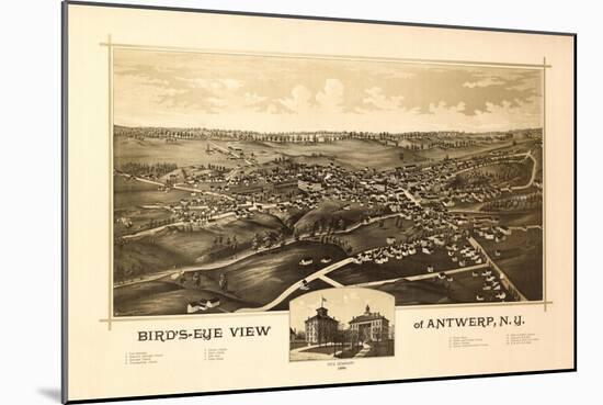 Antwerp, New York - Panoramic Map - Antwerp, NY-Lantern Press-Mounted Art Print