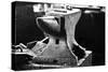 Anvil in Blacksmith Metal Workshop Black and White Photograph Poster-null-Stretched Canvas