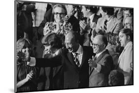 Anwar Sadat and Menachem Begin acknowledge President Carter as he announces the Camp David Accords-Warren K. Leffler-Mounted Premium Photographic Print