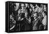 Anwar Sadat and Menachem Begin acknowledge President Carter as he announces the Camp David Accords-Warren K. Leffler-Framed Stretched Canvas