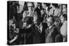 Anwar Sadat and Menachem Begin acknowledge President Carter as he announces the Camp David Accords-Warren K. Leffler-Stretched Canvas