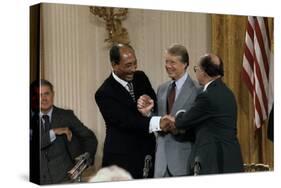 Anwar Sadat, Jimmy Carter, and Menahem Begin at Signing Camp David Accords, 1978-null-Stretched Canvas