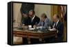 Anwar Sadat, Jimmy Carter, and Menahem Begin Signing Camp David Accords, 1978-null-Framed Stretched Canvas