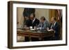 Anwar Sadat, Jimmy Carter, and Menahem Begin Signing Camp David Accords, 1978-null-Framed Photo