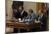 Anwar Sadat, Jimmy Carter, and Menahem Begin Signing Camp David Accords, 1978-null-Mounted Photo