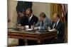 Anwar Sadat, Jimmy Carter, and Menahem Begin Signing Camp David Accords, 1978-null-Mounted Photo