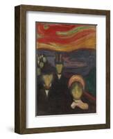 Anxiety, 1894, by Edvard Munch, 1863-1944, Norwegian Expressionist painting,-Edvard Munch-Framed Art Print