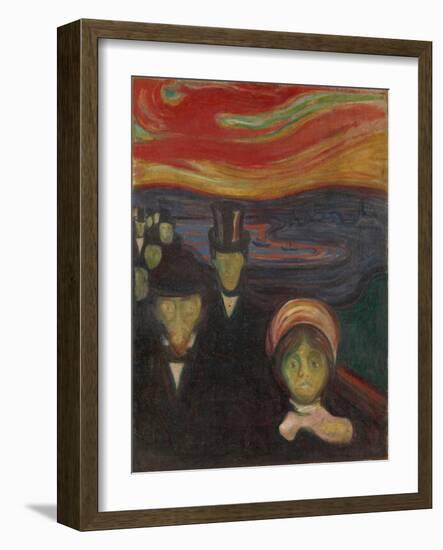 Anxiety, 1894, by Edvard Munch, 1863-1944, Norwegian Expressionist painting,-Edvard Munch-Framed Art Print