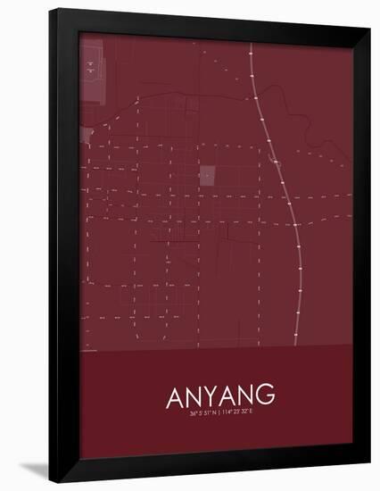 Anyang, China Red Map-null-Framed Poster