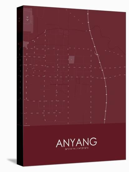 Anyang, China Red Map-null-Stretched Canvas