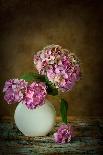 Painterly Textured Flower Still Life on Old Wooden Board-Anyka-Mounted Photographic Print