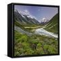 Aoraki, Hooker River, Mount Cook National Park, Canterbury, South Island, New Zealand-Rainer Mirau-Framed Stretched Canvas