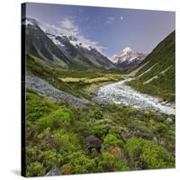 Aoraki, Hooker River, Mount Cook National Park, Canterbury, South Island, New Zealand-Rainer Mirau-Stretched Canvas