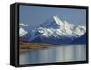 Aoraki Mount Cook and Lake Pukaki, Mackenzie Country, South Canterbury, South Island, New Zealand-David Wall-Framed Stretched Canvas