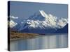 Aoraki Mount Cook and Lake Pukaki, Mackenzie Country, South Canterbury, South Island, New Zealand-David Wall-Stretched Canvas