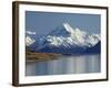 Aoraki Mount Cook and Lake Pukaki, Mackenzie Country, South Canterbury, South Island, New Zealand-David Wall-Framed Photographic Print