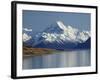 Aoraki Mount Cook and Lake Pukaki, Mackenzie Country, South Canterbury, South Island, New Zealand-David Wall-Framed Photographic Print