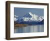 Aoraki Mount Cook and Lake Pukaki, Mackenzie Country, South Canterbury, South Island, New Zealand-David Wall-Framed Photographic Print