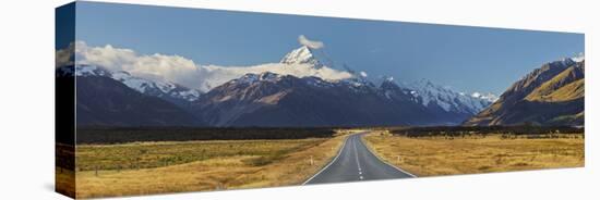 Aoraki, Mount Road Cook, Mount Cook National Park, Canterbury, South Island, New Zealand-Rainer Mirau-Stretched Canvas