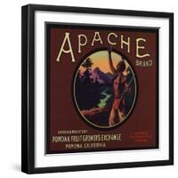 Apache Brand - Pomona, California - Citrus Crate Label-Lantern Press-Framed Art Print