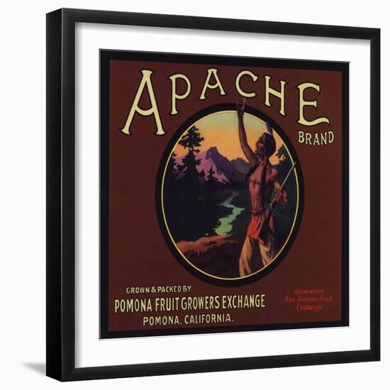 Apache Brand - Pomona, California - Citrus Crate Label-Lantern Press-Framed Art Print