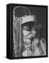 Apache Girl and Papoose Indian Curtis Photograph-Lantern Press-Framed Stretched Canvas