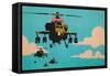 Apache Helicopter with Bow-null-Framed Stretched Canvas