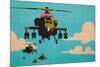 Apache Helicopter with Bow-null-Mounted Poster