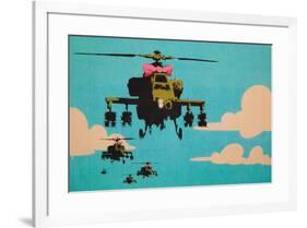 Apache Helicopter with Bow-null-Framed Art Print