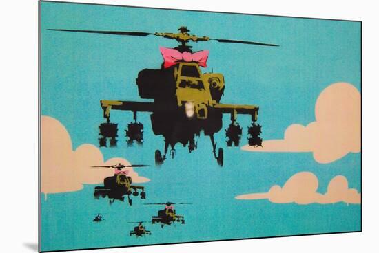 Apache Helicopter with Bow-null-Mounted Art Print