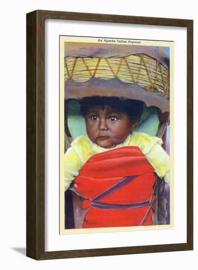 Apache Indian Baby in Papoose-Lantern Press-Framed Art Print