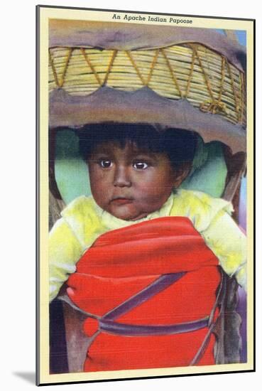 Apache Indian Baby in Papoose-Lantern Press-Mounted Art Print