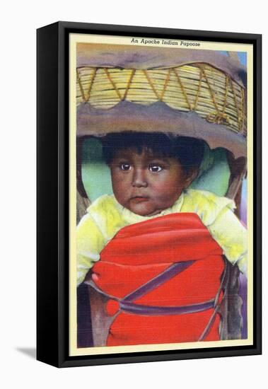 Apache Indian Baby in Papoose-Lantern Press-Framed Stretched Canvas