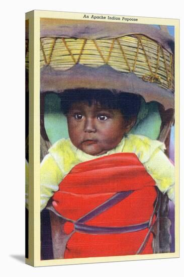 Apache Indian Baby in Papoose-Lantern Press-Stretched Canvas