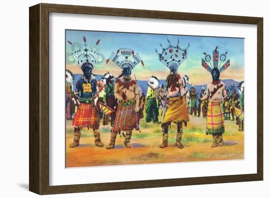 Apache Indians Dance the Devil Dance-Lantern Press-Framed Art Print