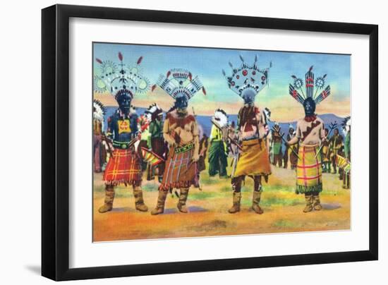 Apache Indians Dance the Devil Dance-Lantern Press-Framed Art Print