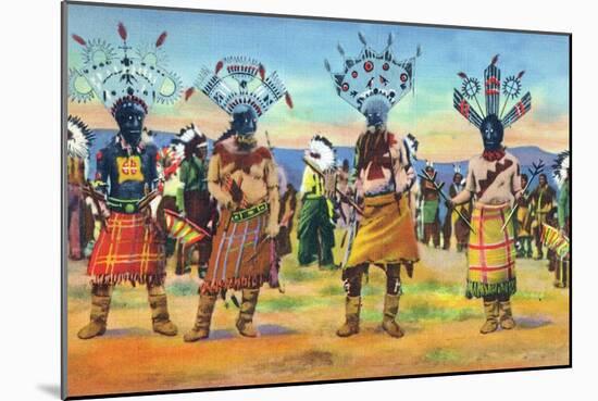 Apache Indians Dance the Devil Dance-Lantern Press-Mounted Art Print